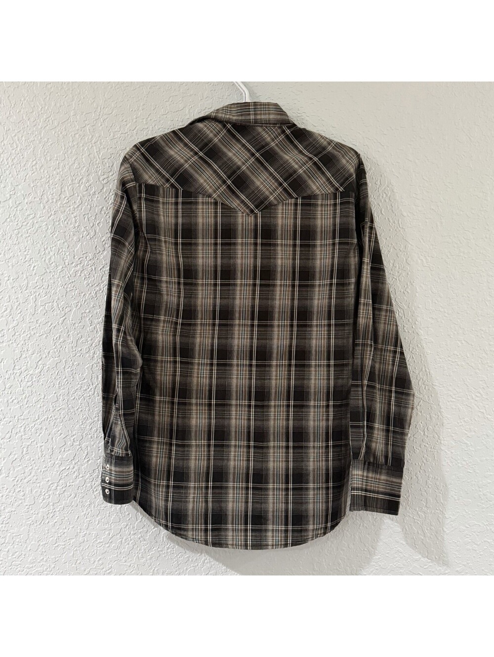Wrangler Western Snap Shirt Men’s Medium Plaid Pearl Snap Long Sleeve Cowboy - Picture 2 of 7